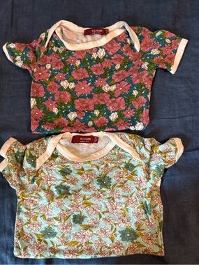 Milkbarn Floral  Short-Sleeve Bodysuit  bundle   teal 6-12 mint 12-18